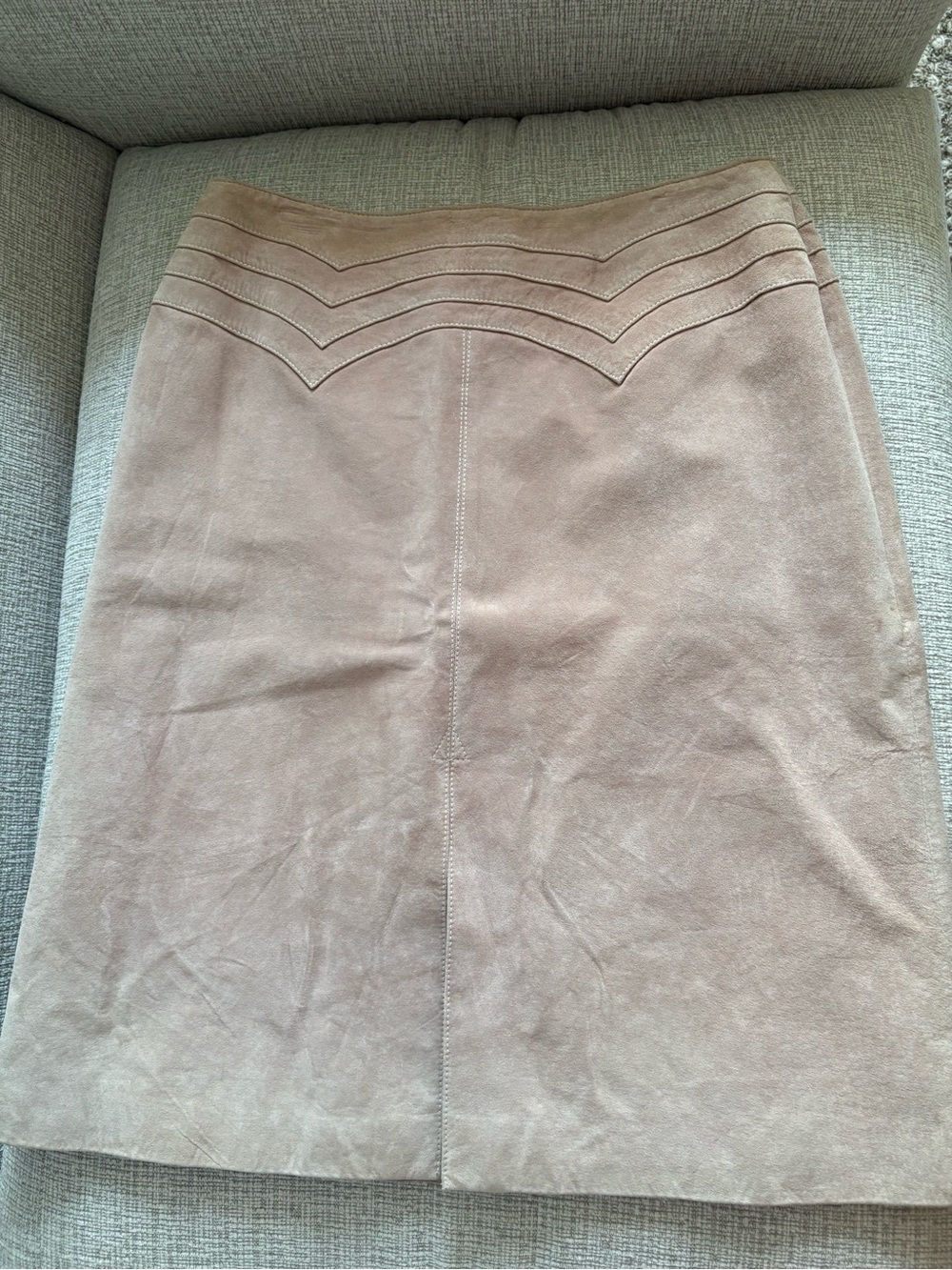 Vintage Margaret Godfrey Genuine Suede Leather Skirt Soft Blush Pink Size 10 - Picture 3 of 8